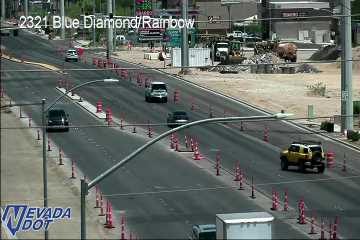 Construction cones and equipment in the roadway