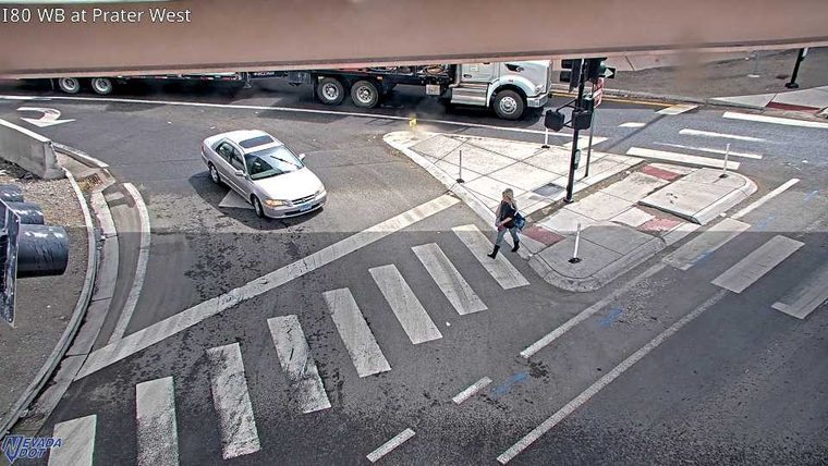 Pedestrian walking in the crosswalk