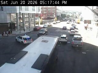 Police car with lights on the roadway