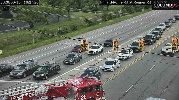 Fire truck on scene at Hilliard-Rome Rd and Renner Rd.