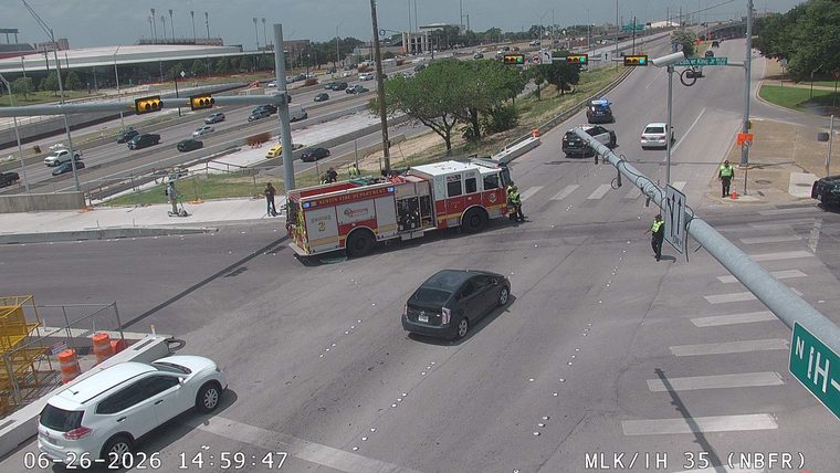 Fire truck and police car at intersection