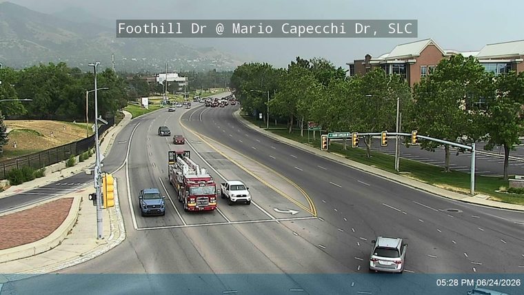 Fire truck in the right lane