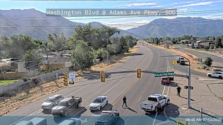 Sheriff's vehicle with two officers present near intersection