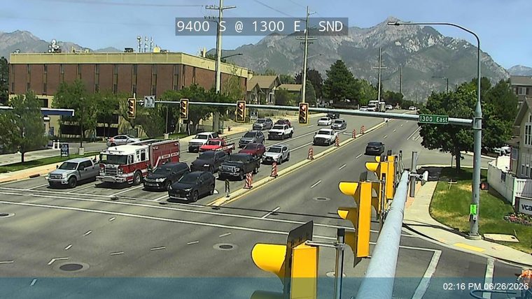 Fire truck in the left lane