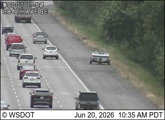 Boat trailer in the right lane