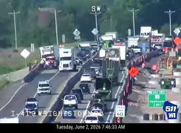 Traffic backed up due to a multi-vehicle crash on I-41 near Wrightstown.