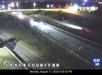 Construction cones and equipment in the right lane