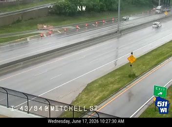 Construction cones and barriers in the left lanes