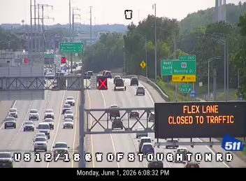 Red X over traffic indicates a crash or closure ahead.