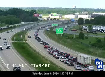 Traffic stopped due to a multi-vehicle crash on I-41 at Military Rd.