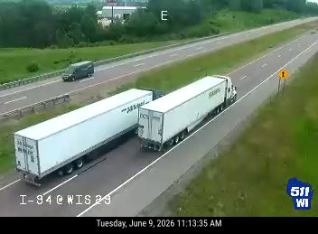 Two semi-trucks appear to be involved in a crash on I-94.