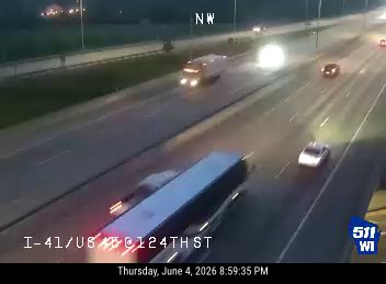 Multiple vehicles involved in a crash on I-41/US-41 NB at 124th St.