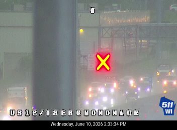 Red X indicates a lane closure, likely due to a crash ahead.