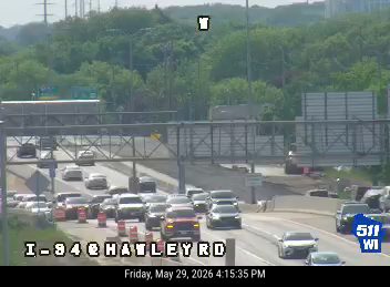 Emergency responders with cones on I-94 at Hadley Road.