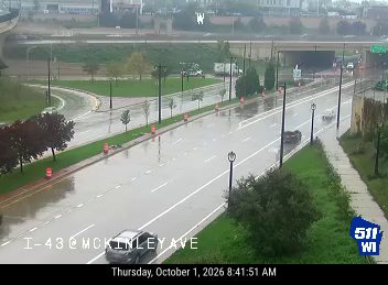 No incident — heavy rain and wet roadway