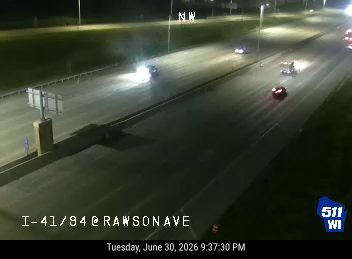 Vehicle fire in the left lane