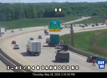 Multiple vehicles involved in a crash on I-41/94 EB at Oakwood Rd.