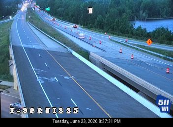 Construction cones and barriers in the right lane
